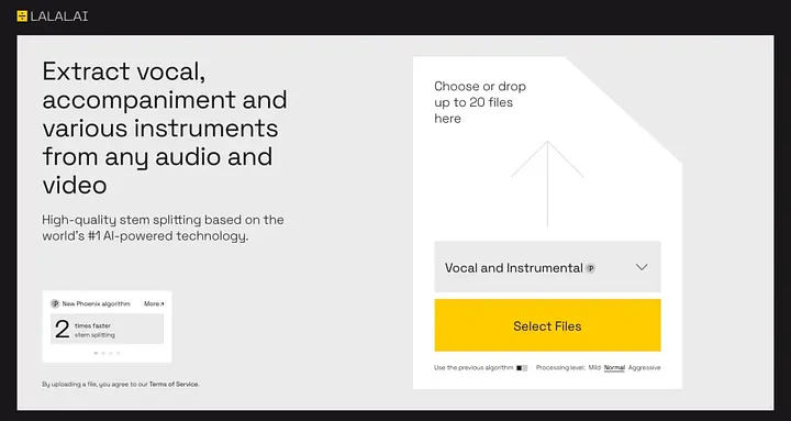 Lalal.ai — هوش مصنوعی جداسازی صداهای موزیک